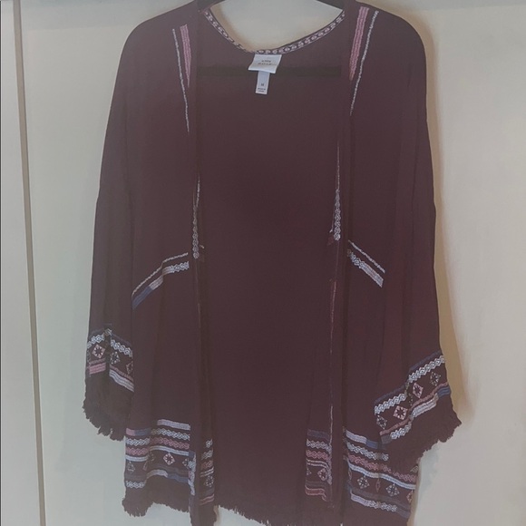 Knox Rose burgundy Embroidered kimono wrap size medium - Picture 7 of 9